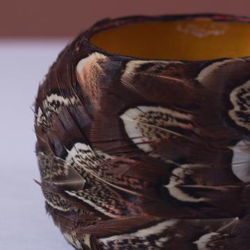 Rond de Serviette en plumes naturelles, brun [2]