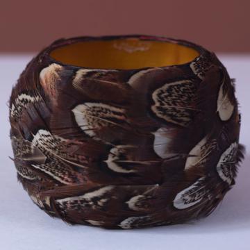 Rond de Serviette en plumes naturelles, brun [4]