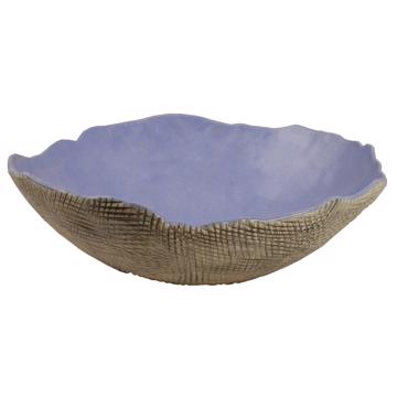 Reef salad bowl in stamped stoneware, violet blue 