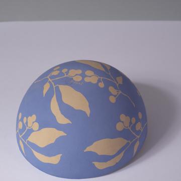 Berries salad bowl in stamped stoneware, violet blue  [2]