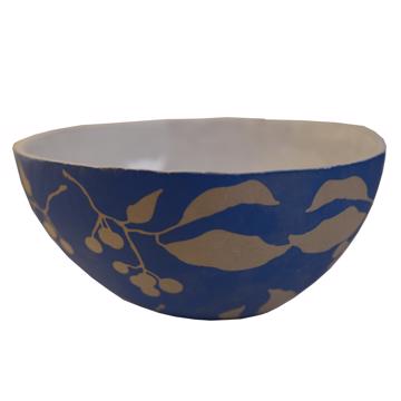 Saladier Baies en grès estampé, bleu foncé