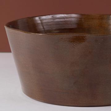 Saladier Crato en faïence tournée, brun, 24 cm diam. [2]