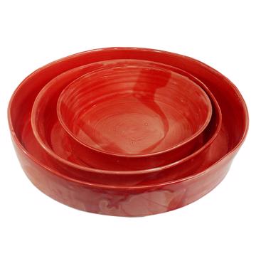 Plats Crato en faïence tournée, rouge, set de 3 [3]