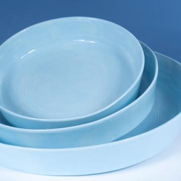 Plats Crato en faïence tournée, bleu clair, set de 3 [4]
