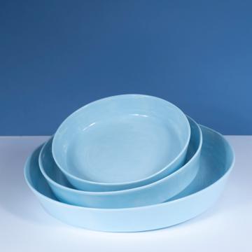 Plats Crato en faïence tournée, bleu clair, set de 3 [1]