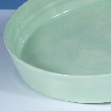 Crato dishes in turned Earthenware, mint green, 18 cm diam. [2]