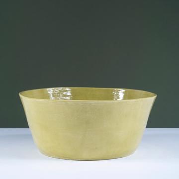 Saladier Crato en faïence tournée, vert péridot, 28 cm diam. [1]