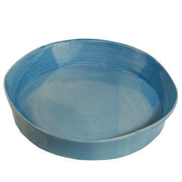 Crato dishes in turned Earthenware, sky blue, 18 cm diam.