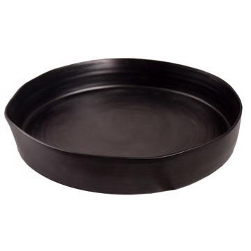 Plats Crato en faïence tournée, noir mat, 18 cm diam.