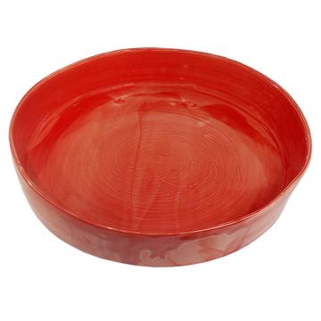 Crato dishes in turned Earthenware, red , 18 cm diam.