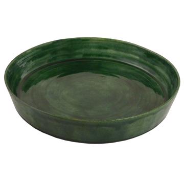 Crato dishes in turned Earthenware, dark green, 18 cm diam.