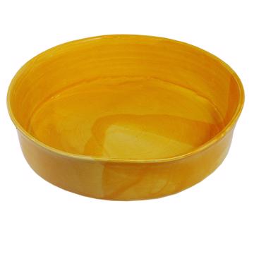 Crato dishes in turned Earthenware, yellow orange, 18 cm diam.