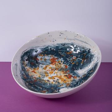 Fish salad bowl in turned Earthenware