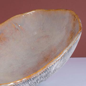 Reef salad bowl in stamped stoneware, beige [2]
