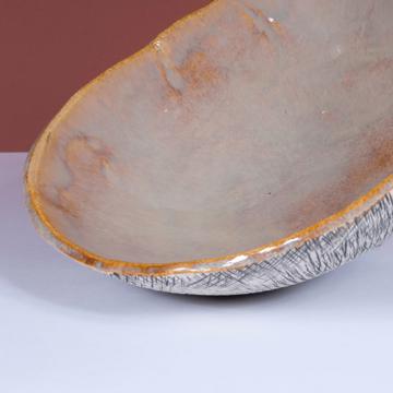 Reef salad bowl in stamped stoneware, beige [4]
