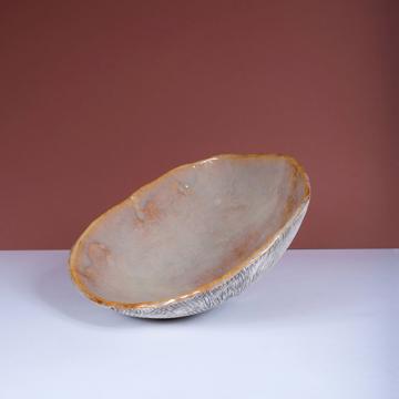 Reef salad bowl in stamped stoneware, beige [1]