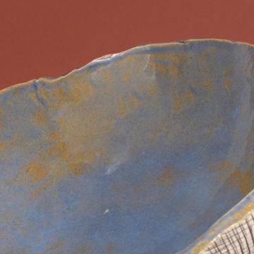 Reef salad bowl in stamped stoneware, french blue [4]
