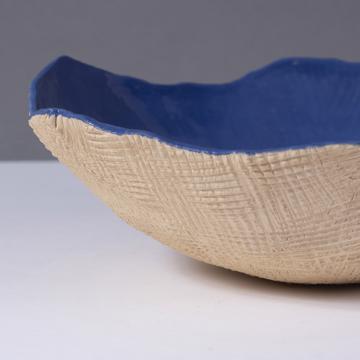 Reef salad bowl in stamped stoneware, dark blue [3]