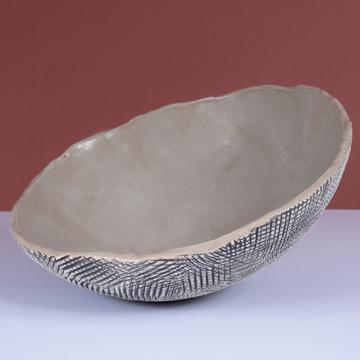 Reef salad bowl in stamped stoneware, gray [2]