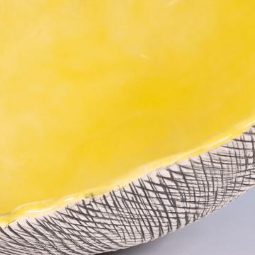 Reef salad bowl in stamped stoneware, light yellow [4]