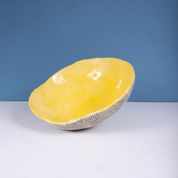Reef salad bowl in stamped stoneware, light yellow [1]