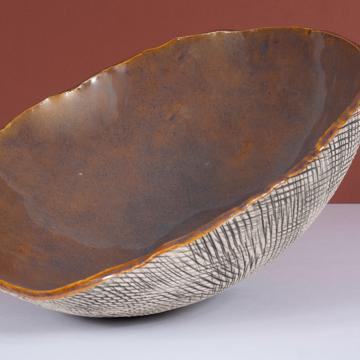 Reef salad bowl in stamped stoneware, brown [2]