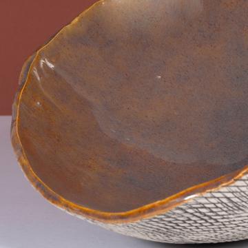 Reef salad bowl in stamped stoneware, brown [4]
