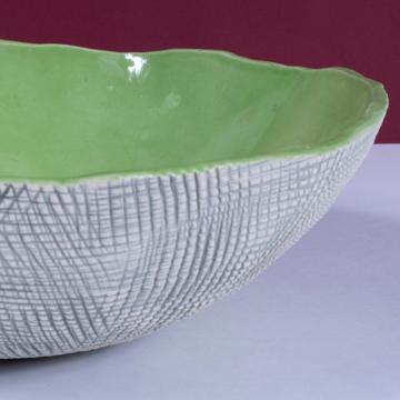 Reef salad bowl in stamped stoneware, light green [2]