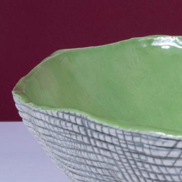 Reef salad bowl in stamped stoneware, light green [4]