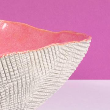 Reef salad bowl in stamped stoneware, antic pink [4]