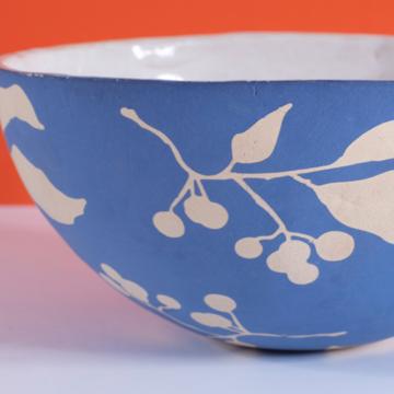 Berries salad bowl in stamped stoneware, dark blue [2]
