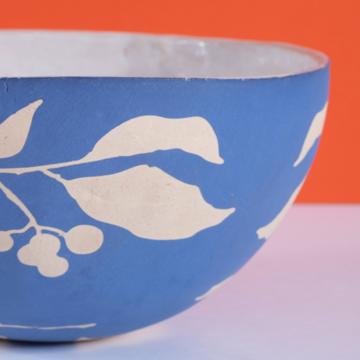 Berries salad bowl in stamped stoneware, dark blue [4]