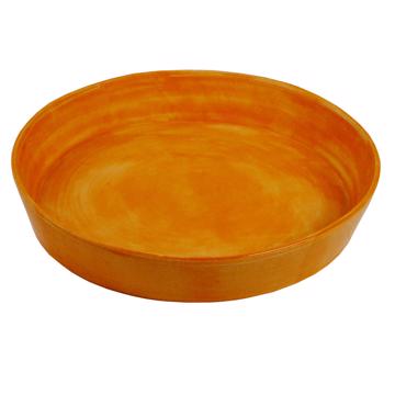Crato dishes in turned Earthenware, strong orange, 18 cm diam.