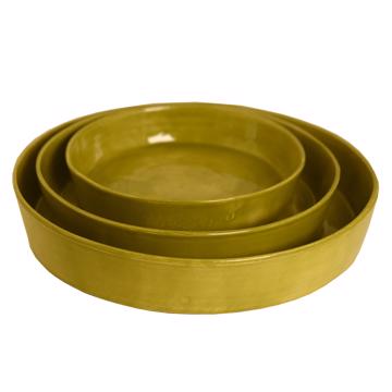 Plats Crato en faïence tournée, vert péridot, set de 3 [3]