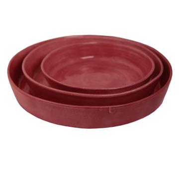 Plats Crato en faïence tournée, vieux rose, set de 3 [3]