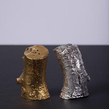 Branch salt and pepper shaker in casted metal