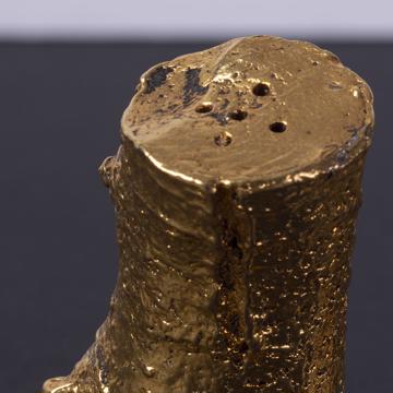 Branch salt and pepper shaker in casted metal, gold [2]