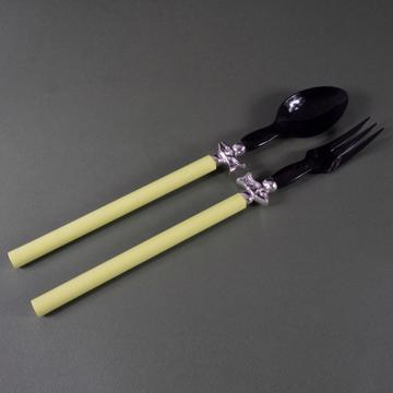 Service à Salade motif Poisson en bois et corne