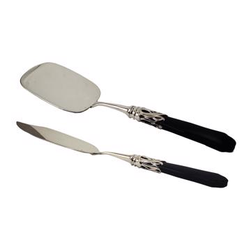 Service à glace Saba en argent et résine, noir mat [3]