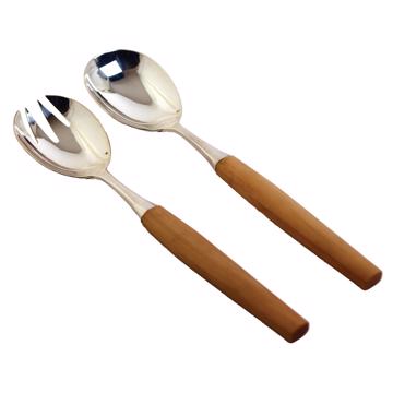 Tokyo salad set in wood or horn, light yellow [3]