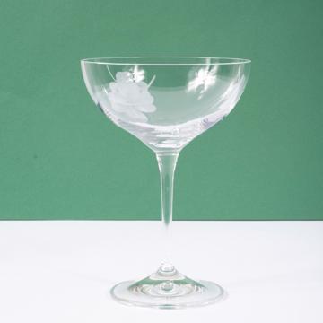 Clover champagne glass, engraved crystal