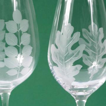 Verre à vin rouge et verre à vin blanc Feuilles en Cristal gravé, transparent, set de 2 [2]