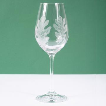Leaves red and white wine glass, engraved crystal, transparent, white wine [1]