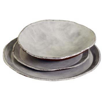 Jute plate in sandstone, snow white, set of 3