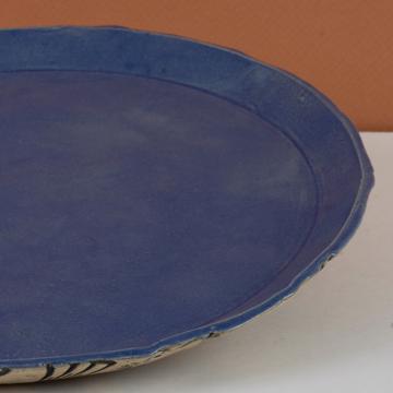 Service Oiseaux en grès estampé, bleu foncé, 27 cm de diam [2]