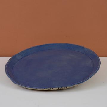 Service Oiseaux en grès estampé, bleu foncé, 27 cm de diam [1]