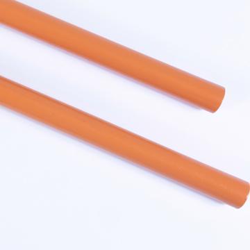 Service à Salade motif Soleil en bois et corne, orange vif, virole or [4]