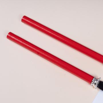 Service à Salade motif Perle en bois et corne, rouge, virole arg [3]