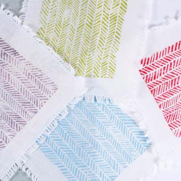 4 Serviettes Cocktail Fougère en lin, multicolore [2]