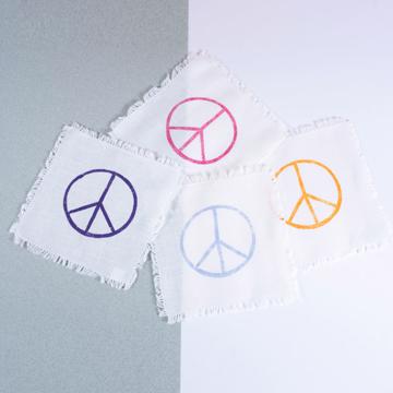 4 Serviettes Cocktail Peace en lin